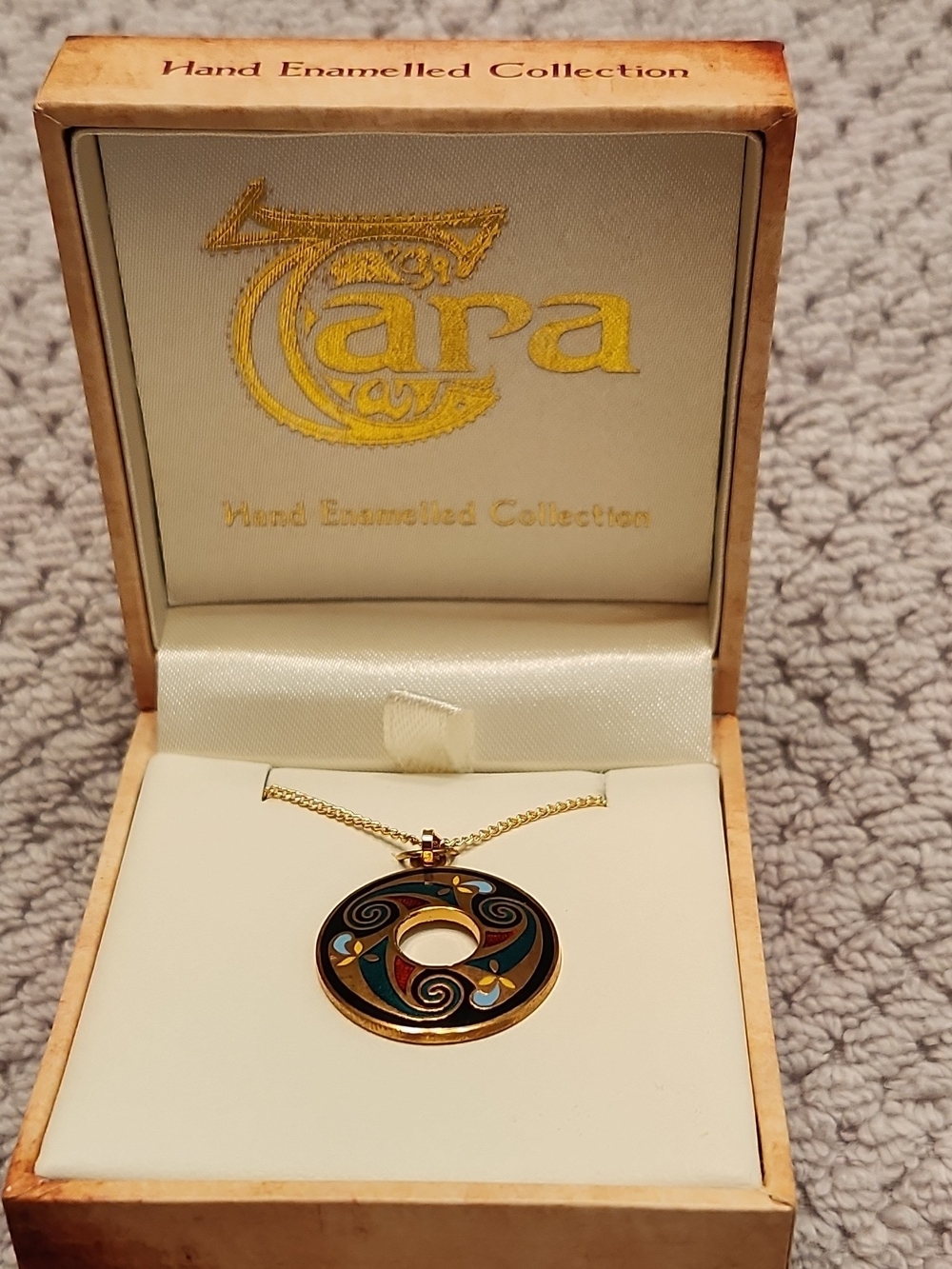 Tara Hand Enameled Multicolor Donut Pendant Necklace - Gold Tone 0209